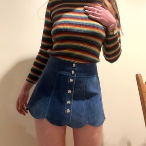 SOLD Vintage 1970s Blue Suede Microskirt